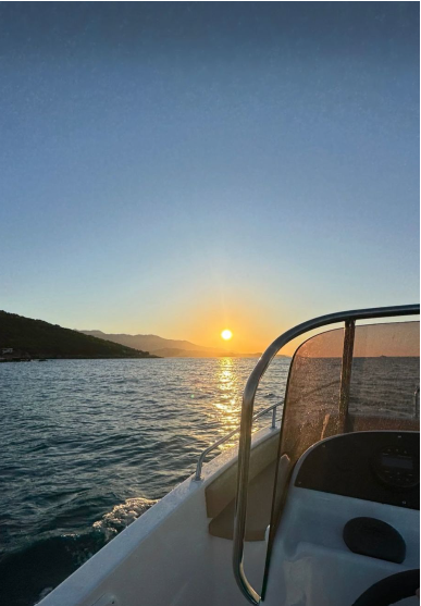 Golden sunset cruise off the Ksamil coast