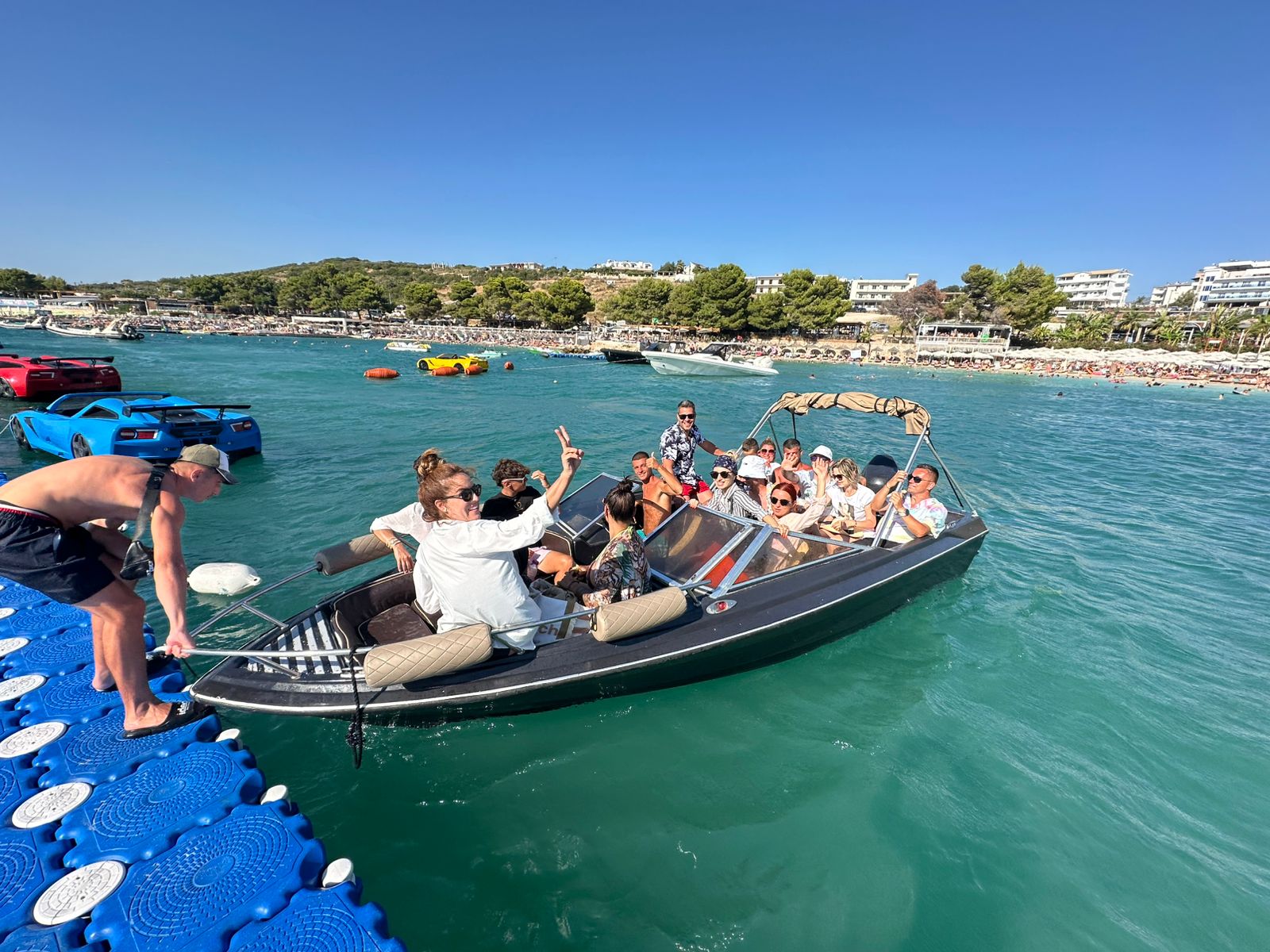 Boat tour group enjoying Ksamil